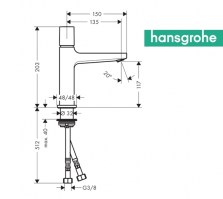 MEDIDAS MONOMANDO LAVABO METROPOL SELECT 110 HANSGROHE
